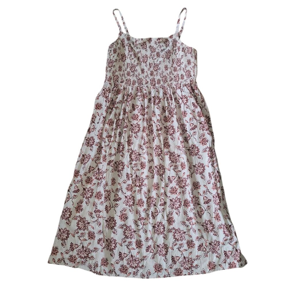 Old Navy White and Red Floral Midi Dress